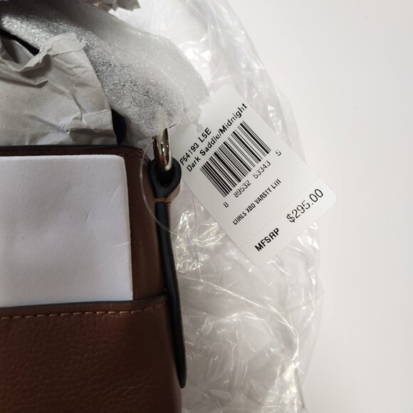 Coach New York Brown Pebbled Leather Charles Varsity Stripe Bag New W Tag - Picture 7 of 13